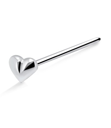 Mini Heart Silver Straight Nose Stud NSKA-835